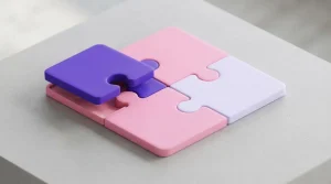 Vier grafische Puzzleteile zur Darstellung von Bedingungen